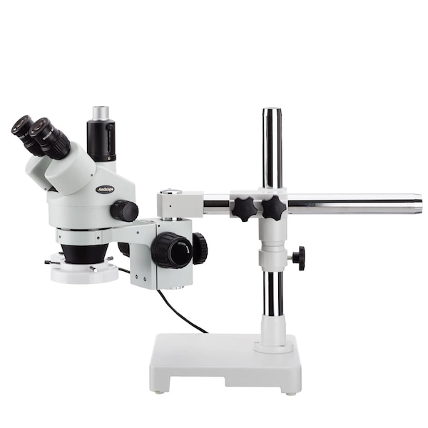 Amscope 7X-45X Simul-Focal Trinocular Single-Arm Boom Stereo Microscope, Fluorescent Ring Light SM-3TP-FRL - main